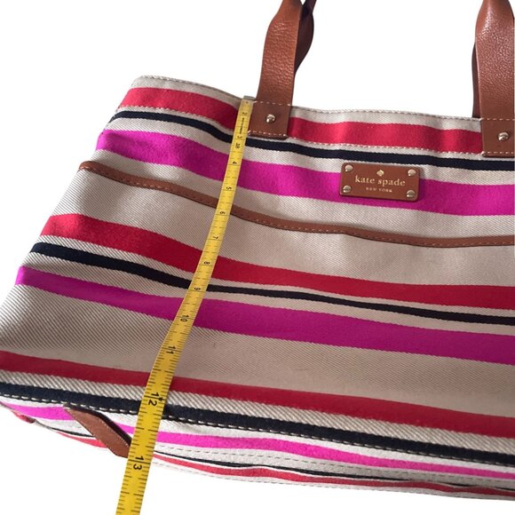 Kate Spade New York Oak Island Stripe Magazine Tote Pink Tan - Picture 3 of 11